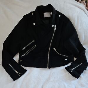 ASOS Black Cropped Jacket with Silver Zippers